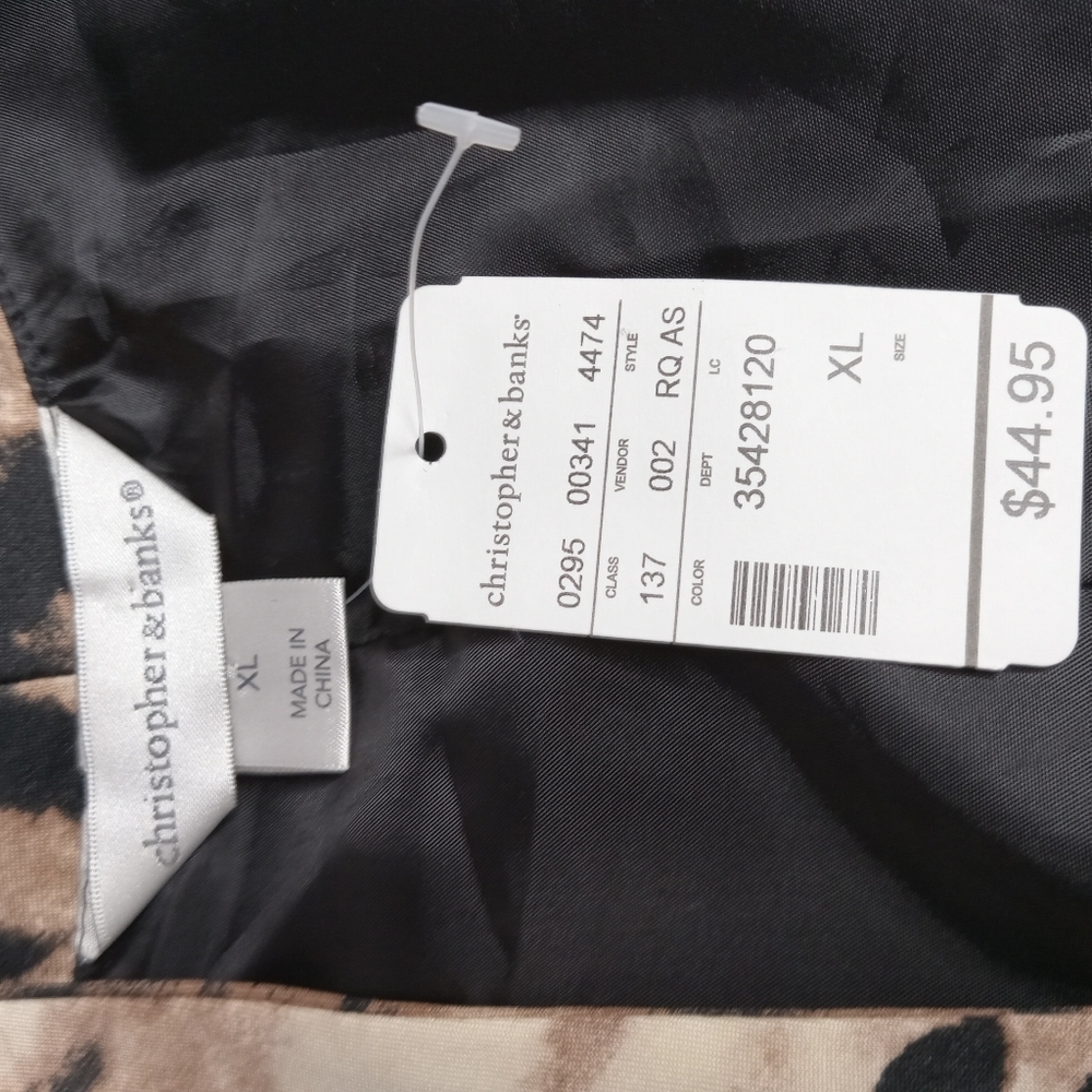 CHRISTOPHER & BANKS ANIMAL PRINT JACKET SIZE‎ XL BROWN-BLACK-TAN NWT - Picture 7 of 8